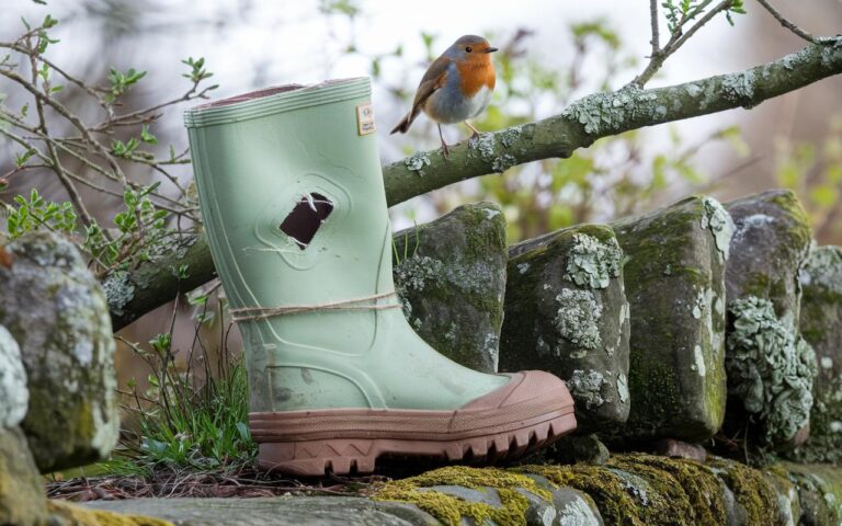 Garten: Verwandeln Sie einen alten Gummistiefel in einen Unterschlupf für das Rotkehlchen